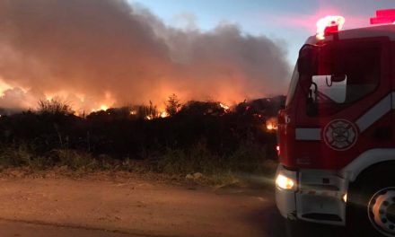 Arduo trabajo para sofocar un incendio en el basural