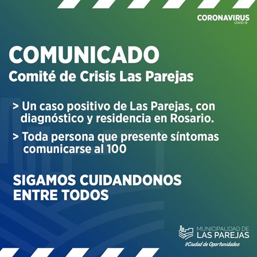 Caso Positivo Covid-19 en Las Parejas con residencia en Rosario