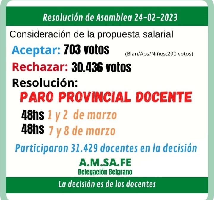 LOS DOCENTES RECHAZARON LA OFERTA SALARIAL Y HAY PARO - RADIO LAS ...
