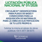 LLAMADO A LICITACIÓN PARA ADQUISICIÓN MATERIALES OBRA DE ELECTRIFICACIÓN DE TU LOTE PROPIO II
