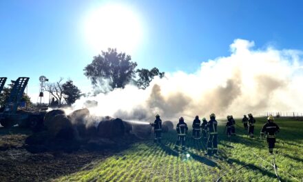 CHOCARON UNA MOTOCICLETA CONDUCIDA POR UN PAREJENSE CON UN CAMIÓN CARGADO CON FARDOS QUE SE INCENDIARON